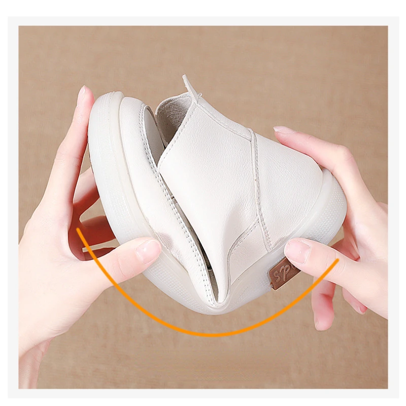 2022 New Women's Boots Fashion White Shoes Flat Soft Comfortable Leisure Sports Shoes All-match High-top Ankle Boots