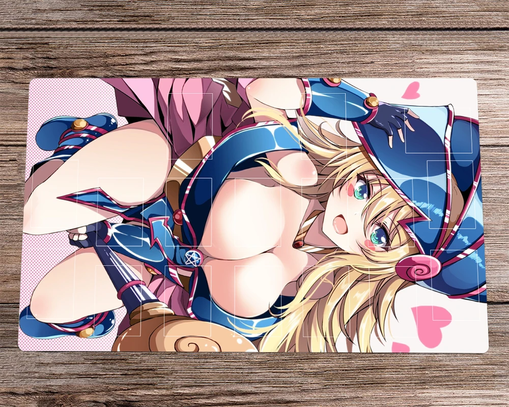 

YuGiOh TCG CCG OCG Playmat Dark Magician Girl Anime Trading Card Game Mat Zones & Free Bag Anti-slip Desk Pad Mousepad 60x35cm