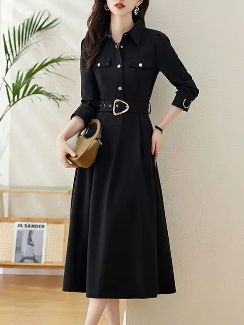 Высококачественное осеннее платье-рубашка с длинными рукавами для женщин новый