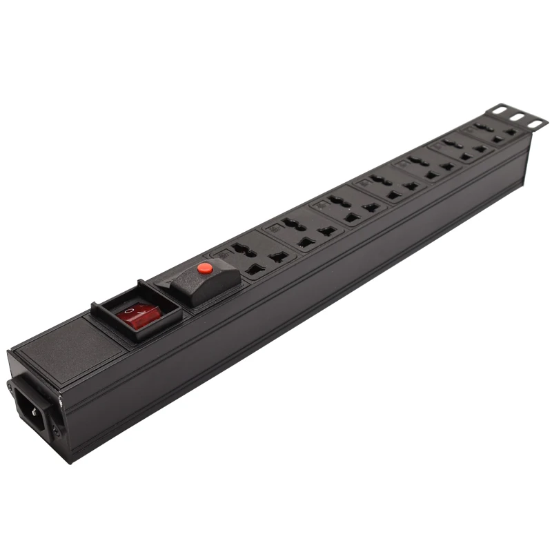 

PDU power strip 7 Unit Universal Outlet socket overload protection Network Cabinet Rack Switch IEC-C14 port hoisting socket