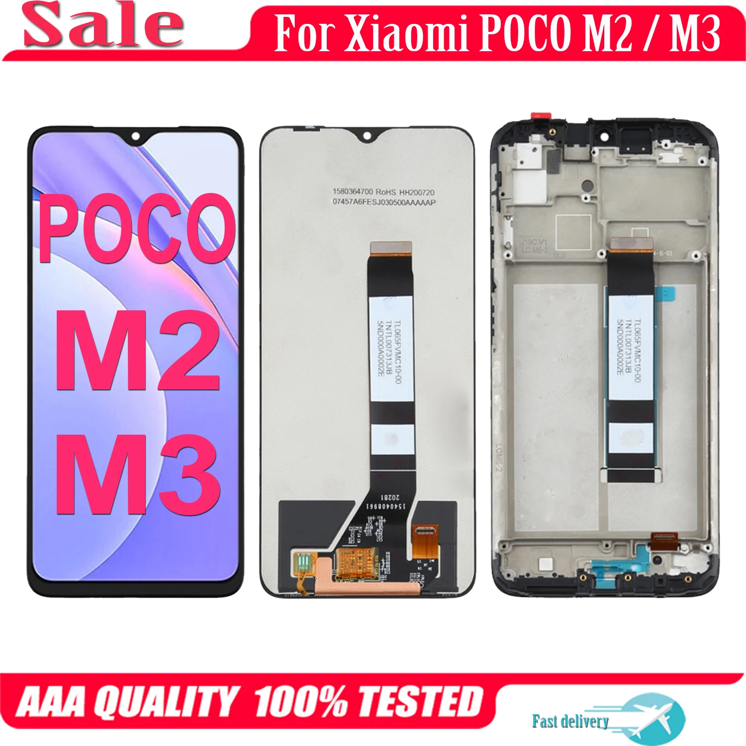 

ЖК-дисплей 6,53 "для Xiaomi Poco M2 M3, сменный ЖК-дисплей с сенсорным экраном и дигитайзером в сборе MZB9919IN M2010J19CI M2010J19CG