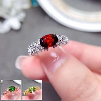 meibapj natural red garnetperidotdiopside gemstone fashion ring for women real 925 sterling silver charm fine jewelry