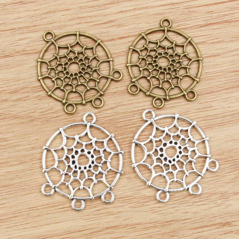 

10pcs 34x29mm Antique Silver Plated Bronze Plated Spiderweb Style Connector Handmade Charms Pendant:DIY for bracelet necklace