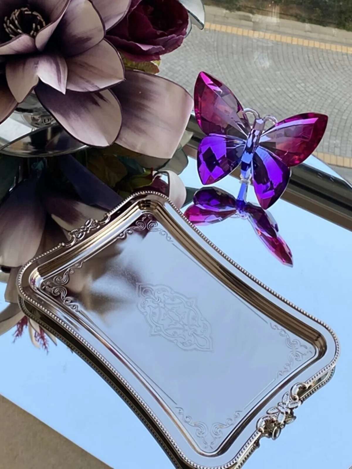 single coffee tea serving tray stainless metal anti tarnish silver or gold colored useful kitchen appliance classic home tool free global shipping