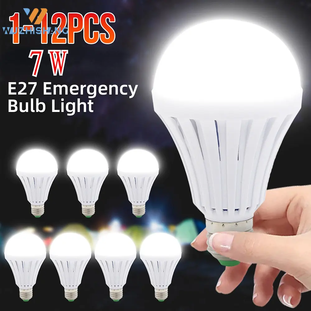 1-12PCS LED Emergency Light Bulb E27 LED Lamp 5W 7W 9W Rechargeable Touch Light Up Lamp Outdoor Lighting Bombillas Flashlights