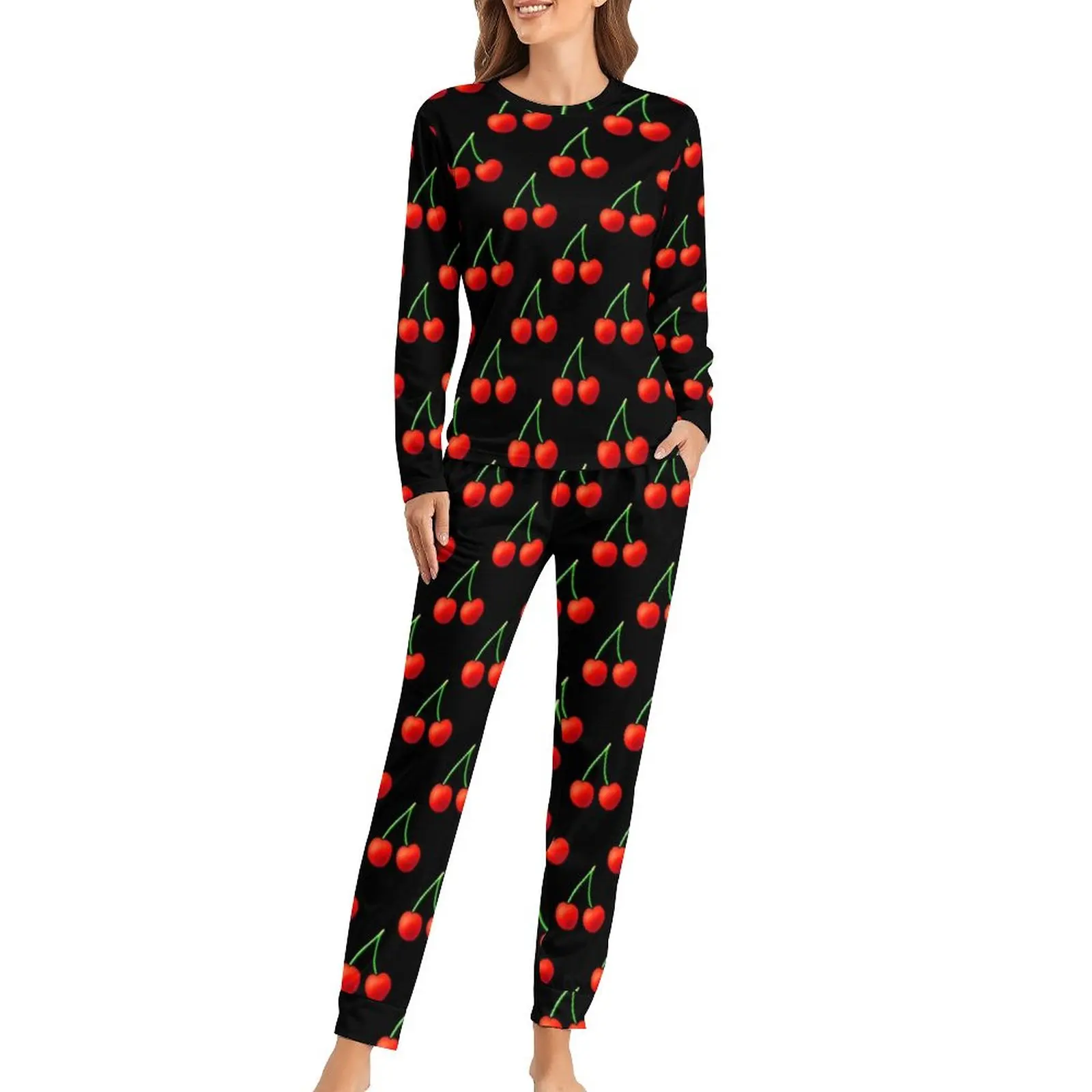 

Cherry Pajamas Fruit Pants Woman New Year Sleepwear Lovely Custom Pajama Set