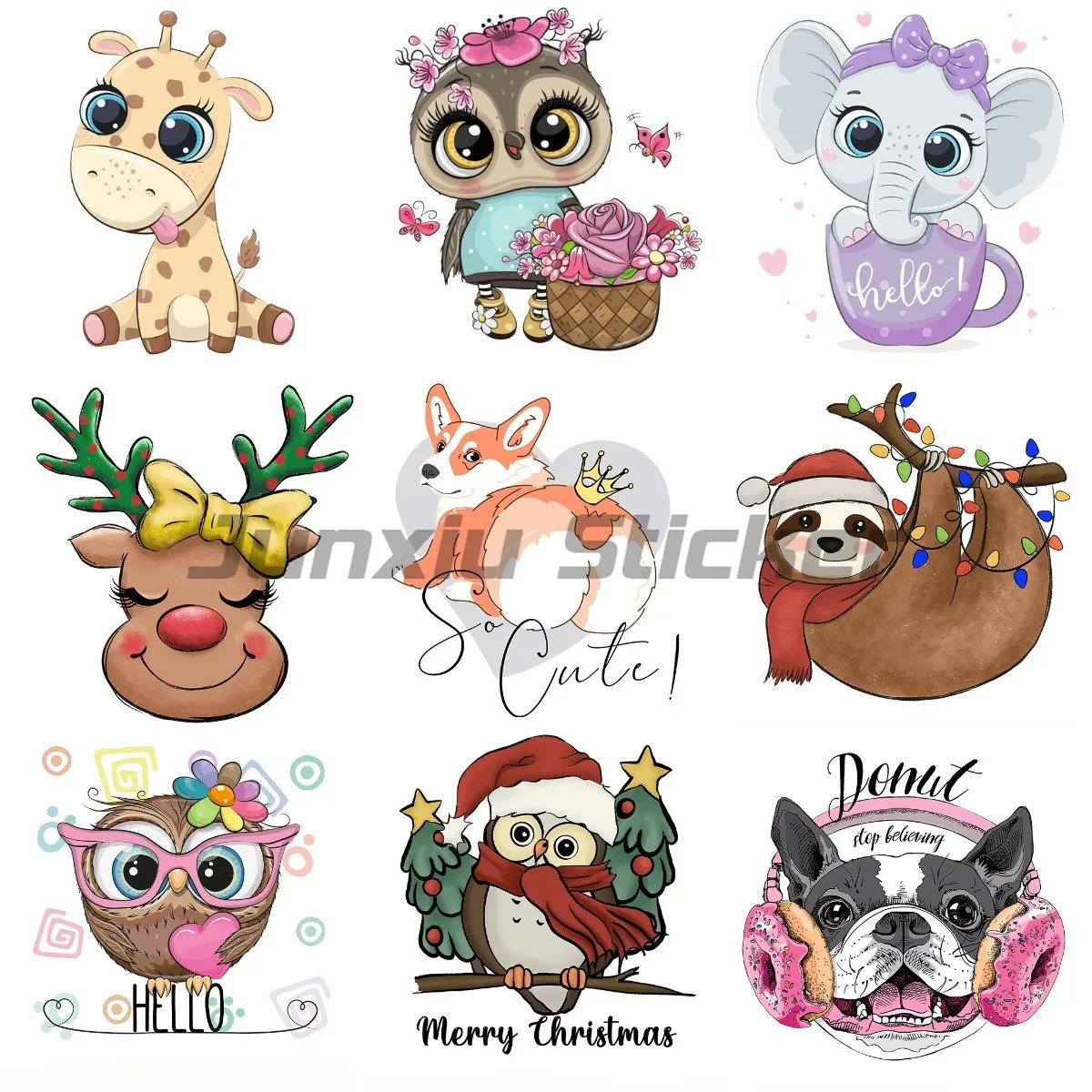 

Cute Animal color stickers Wall for Kids Rooms Truck Motorcycle Car Bumper helmet laptop customizable