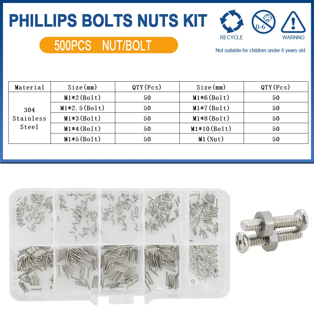 

Набор винтов для очков из нержавеющей стали с крестообразным шлицем и круглой головкой, комплект болтов для печатной платы материнской платы M1 M1.2 M1.4 M1.6, маленькие винты