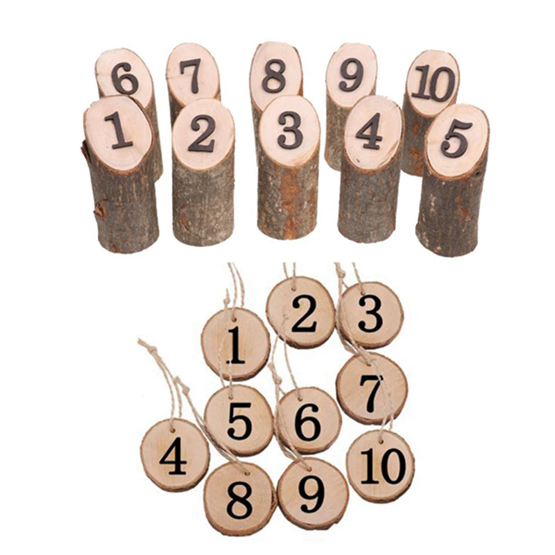 

1-10 Wooden Table Numbers & 1-10 Numbers Wooden Hanging Table Cards Place Holder Table Number Figure Card Digital Seat