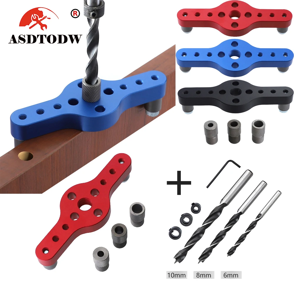 

3/4/7/8/38Pcs Alloy Vertical Pocket Hole Jig Woodworking 6/8/10mm Wood Dowelling Self Centering Drill Guide Kit Hole Puncher