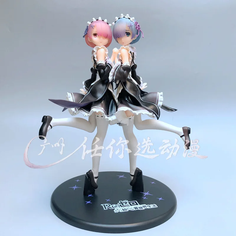 

Boxed 23CM Anime Re:Life in a different world from zero Rem Ram Maid Costume Two person Action figure PVC Model toys gifts