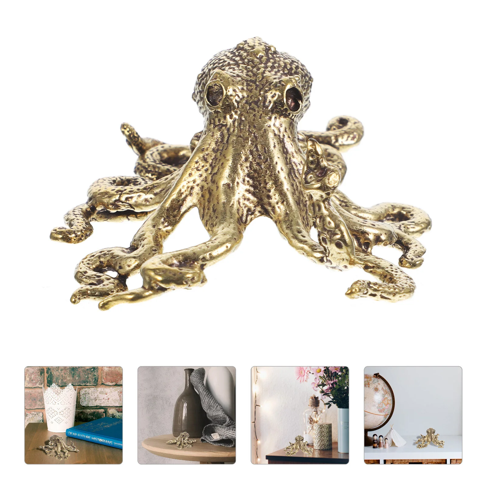 

Table Octopus Shape Decor Adornment Craft Mini Figurines Decorations Brass Home
