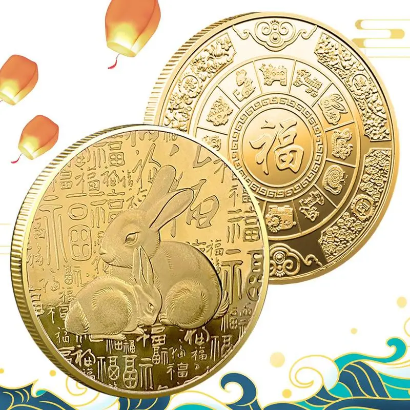 

Chinese New Year Commemorative Coin Zodiac Rabbit New Year Coins Collection Silver Or Gold Plated Rabbit Lucky Coin Souvenir