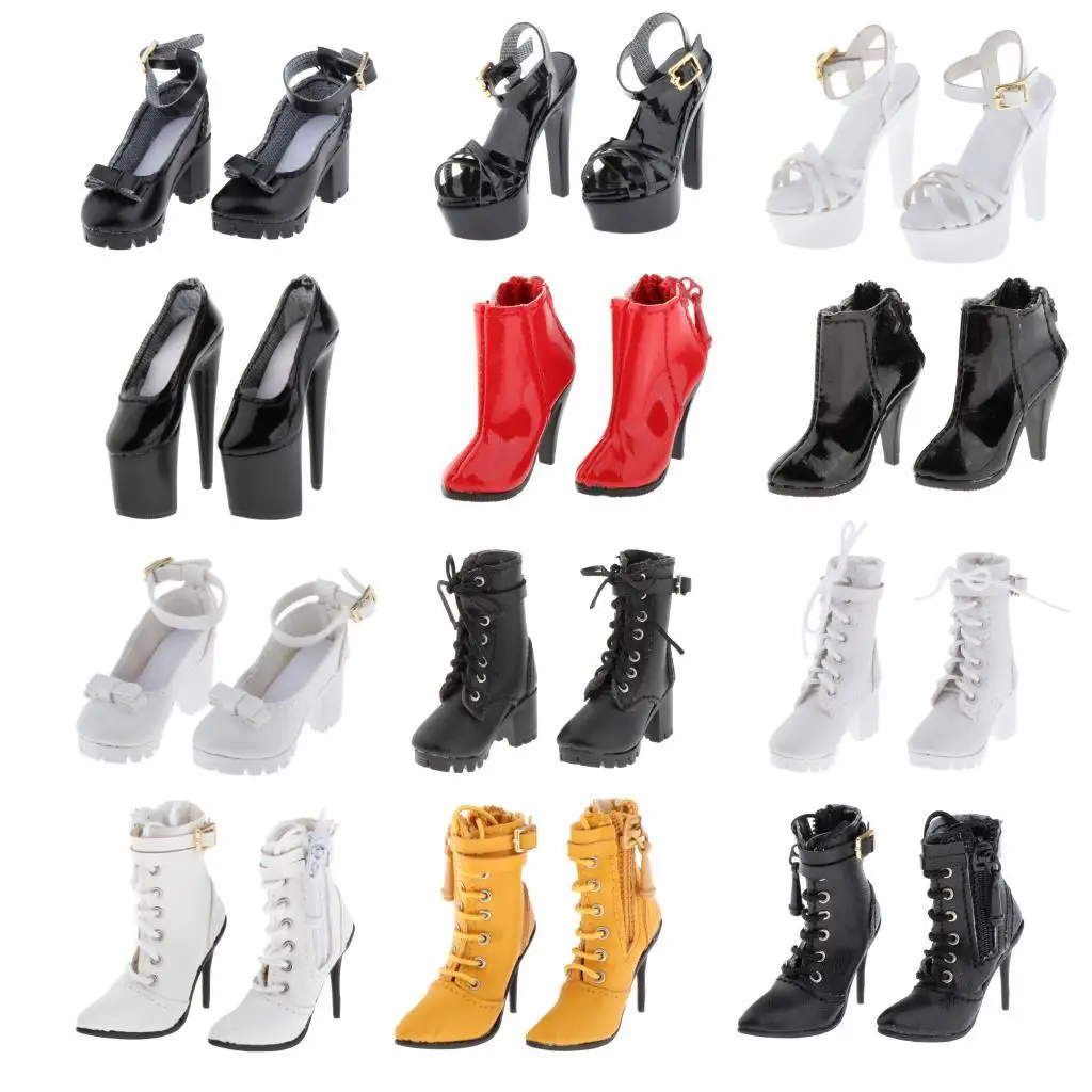 1 Pair 1/6 Action Figures High Heel Ankle Boots Sandals Shoes Model For Hot Toys CY CG Girl 12