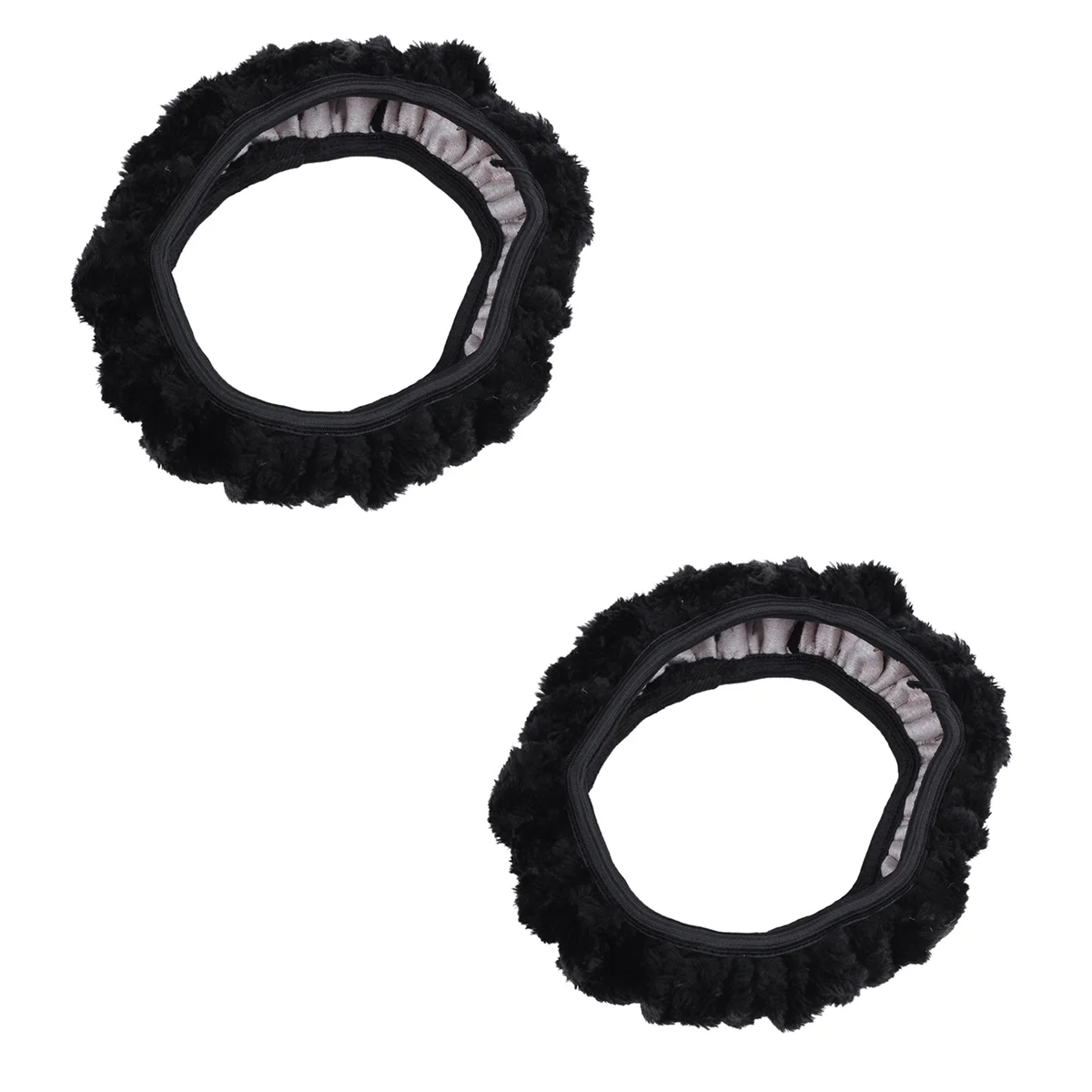 

2X Car Antislip Plush Stretchy Shield Case Steering Wheel Cover Black