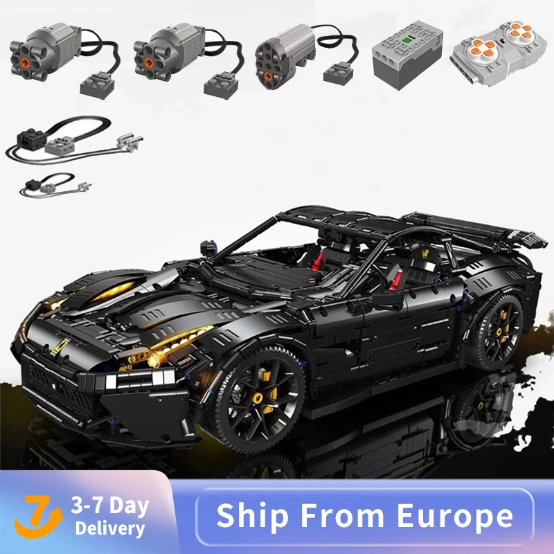 Black Super Sport Racing Model Building Blocks Brick App Remote Controlled Toy Car Kids Birthday Gift Set