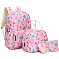 flamingo pink shoulder bag for girl school backbag with lunch box pencil bag 2022 new 3 in 1 lunch bags for teens backpack bag