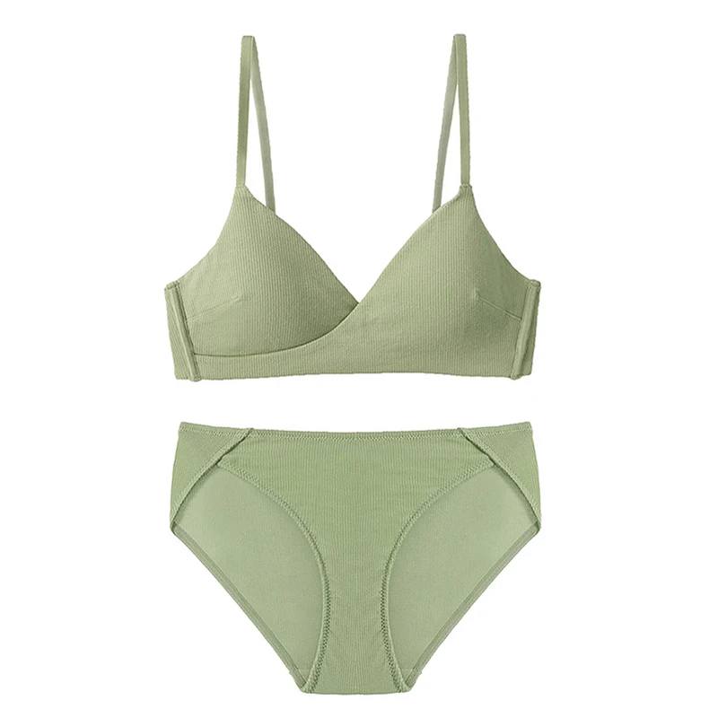 

Комплект женского нижнего белья из хлопкового бюстгальтера и трусиков, 6 цветов