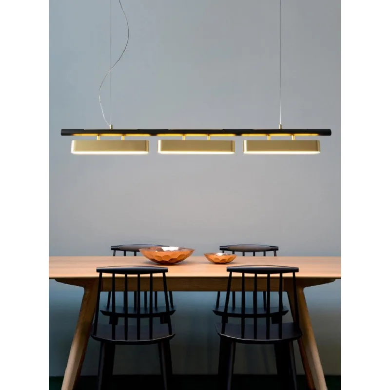 

LED pendant lamp Luxury Nordic Modern Black Gold Long Iron Hanging Dining Kitchen Lamp Room light chandelier home decoration art
