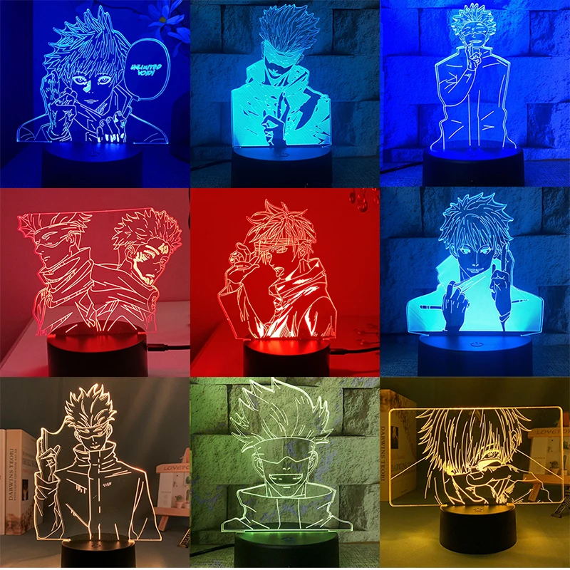 Jujutsu Kaisen Gojo Satoru 3d Led Lamp for Bedroom Anime Figure Night Lights Mange Avatar Room Decor Gift