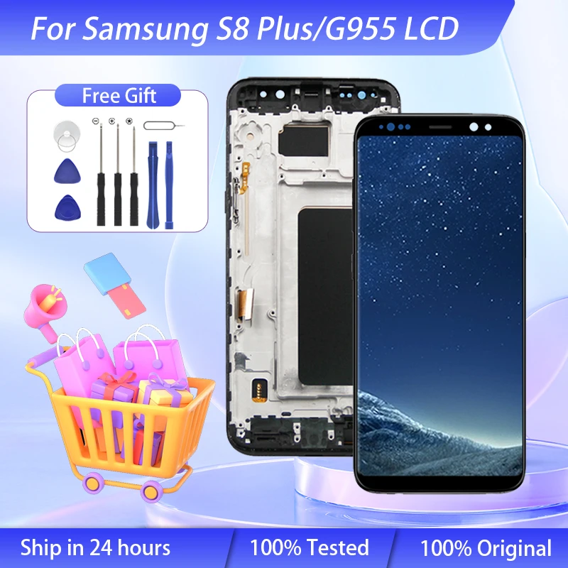 

ЖК-дисплей G955 для Samsung Galaxy S8 Plus, сенсорный экран с дигитайзером для Samsung S8, ЖК-дисплей G950, G950F, G955F в сборе с рамкой, 1 шт.