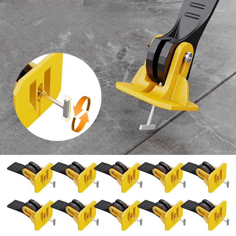 

Tile Leveling Adjuster System Reusable Tile Installation Tool Kit Set Tile Leveler Spacers for Building Floor Leveling Compounds