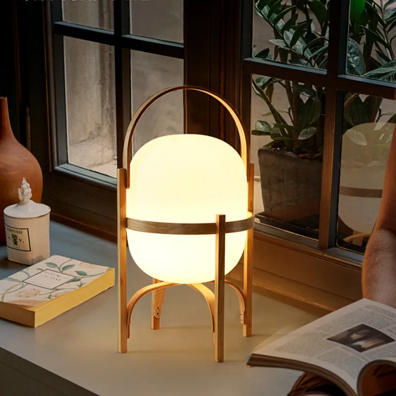 

Japanese Style Solid Wood Led Table Lamp Warm Loft Bedroom Art Log Bedside Study Hotel Homestay Decor Table Lights