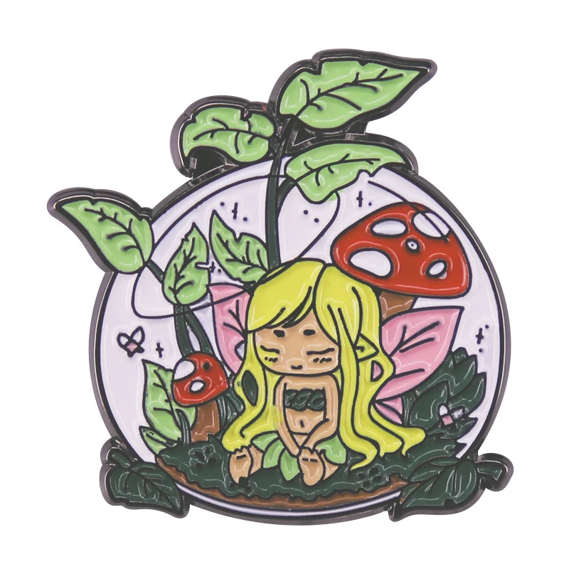 Милый гриб волшебная ведьма метла декор для девушек искусственное аниме значок с