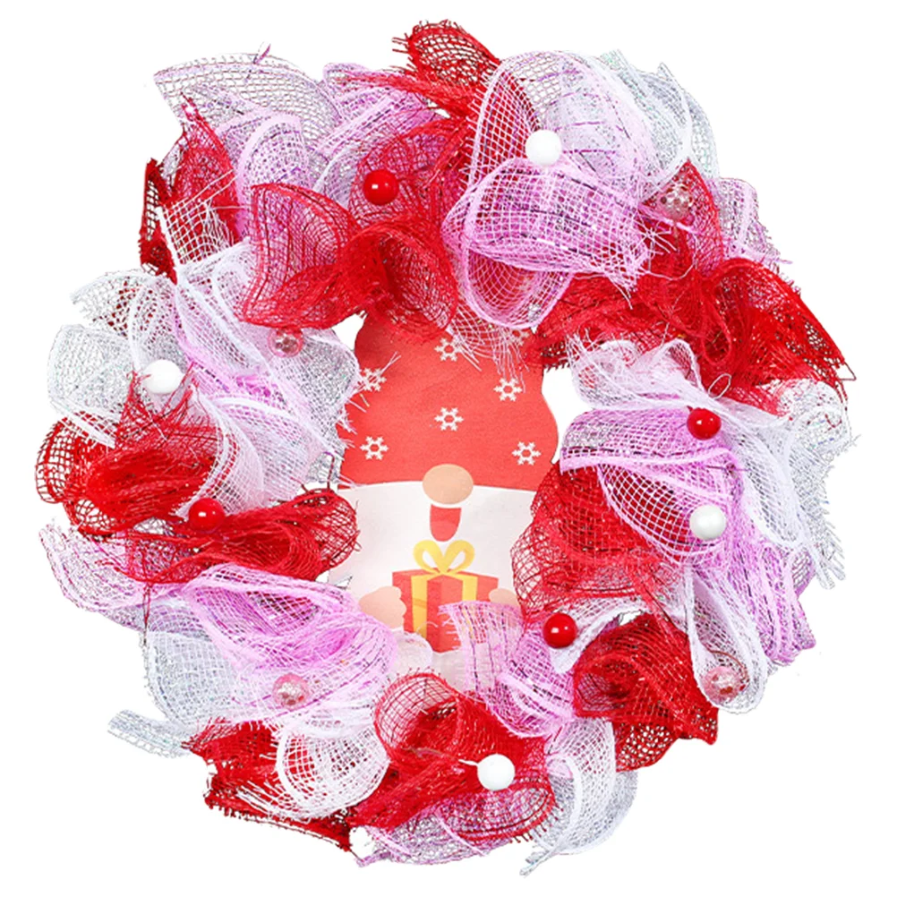 

Silk Cloth Beads Wreath Valentine's Day Decor Wreath Door Hanging Decoration