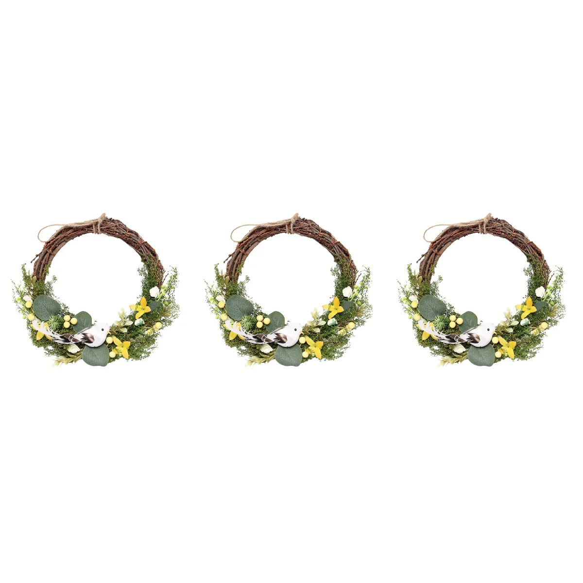 

3 pcs Bird Decorative Wreath Easter Wreath Front Door Ornament Easter Supply