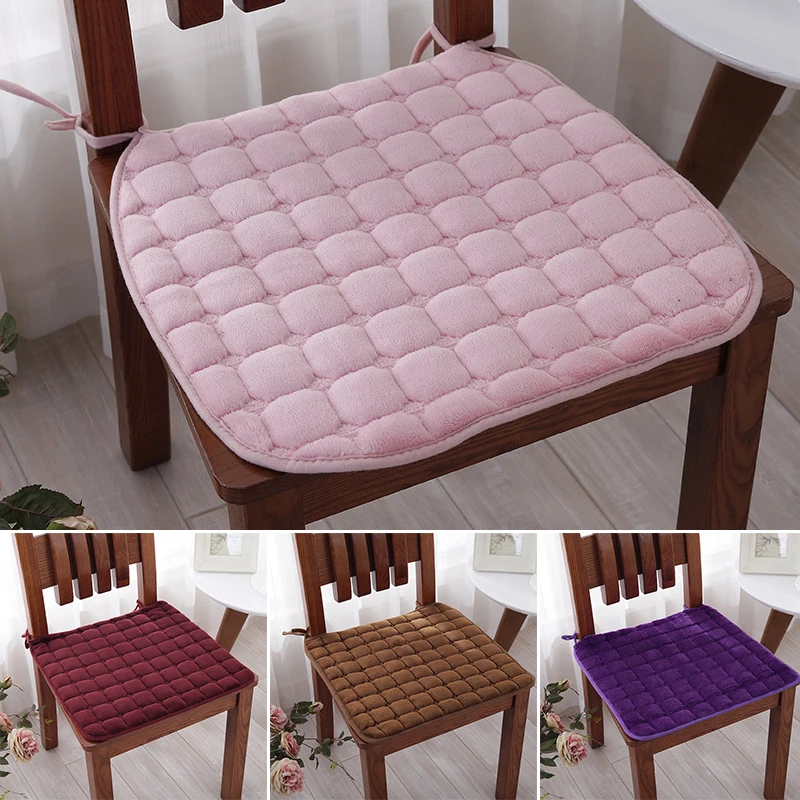 

40/45/50cm Chair Pad Solid Color Thicken Circular Chair Cushion Non-slip Chair Pad Removable Plush Seat Cushion Mat Home Decor