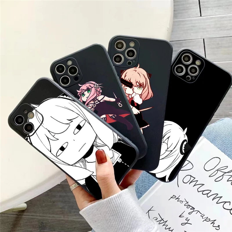 

Japan Anime NSPY×FAMILY Phone Case For iPhone 11 13 12 Pro Max 12 13 Mini X XS XR MAX SE 6 7 8 Plus Black Back Soft