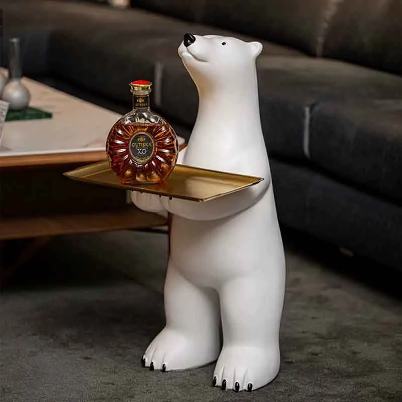 Декор для комнаты скульптура белого медведя украшения гостиной дивана бокового