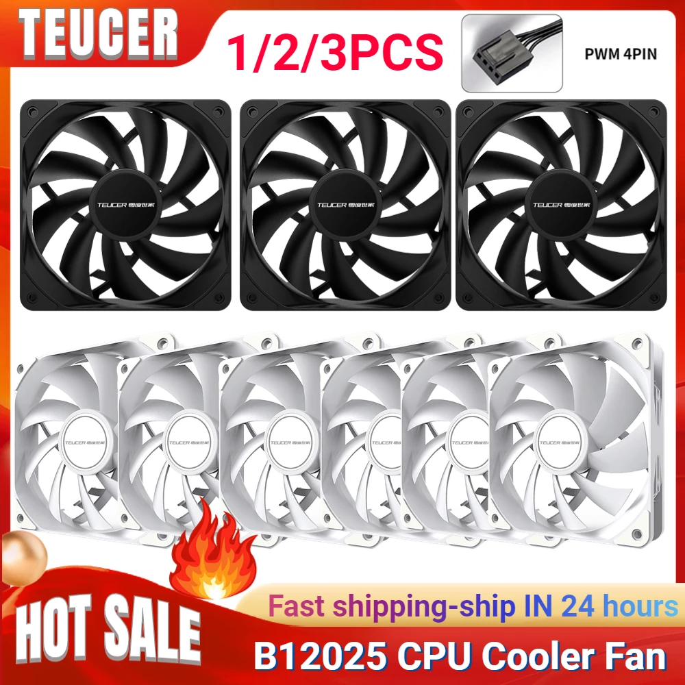 

TEUCER 120mm Cooling Fan PWM 4Pin CPU Cooler Fan Temperature Control Processador Radiator Hydraulic Bearing for Computer Case