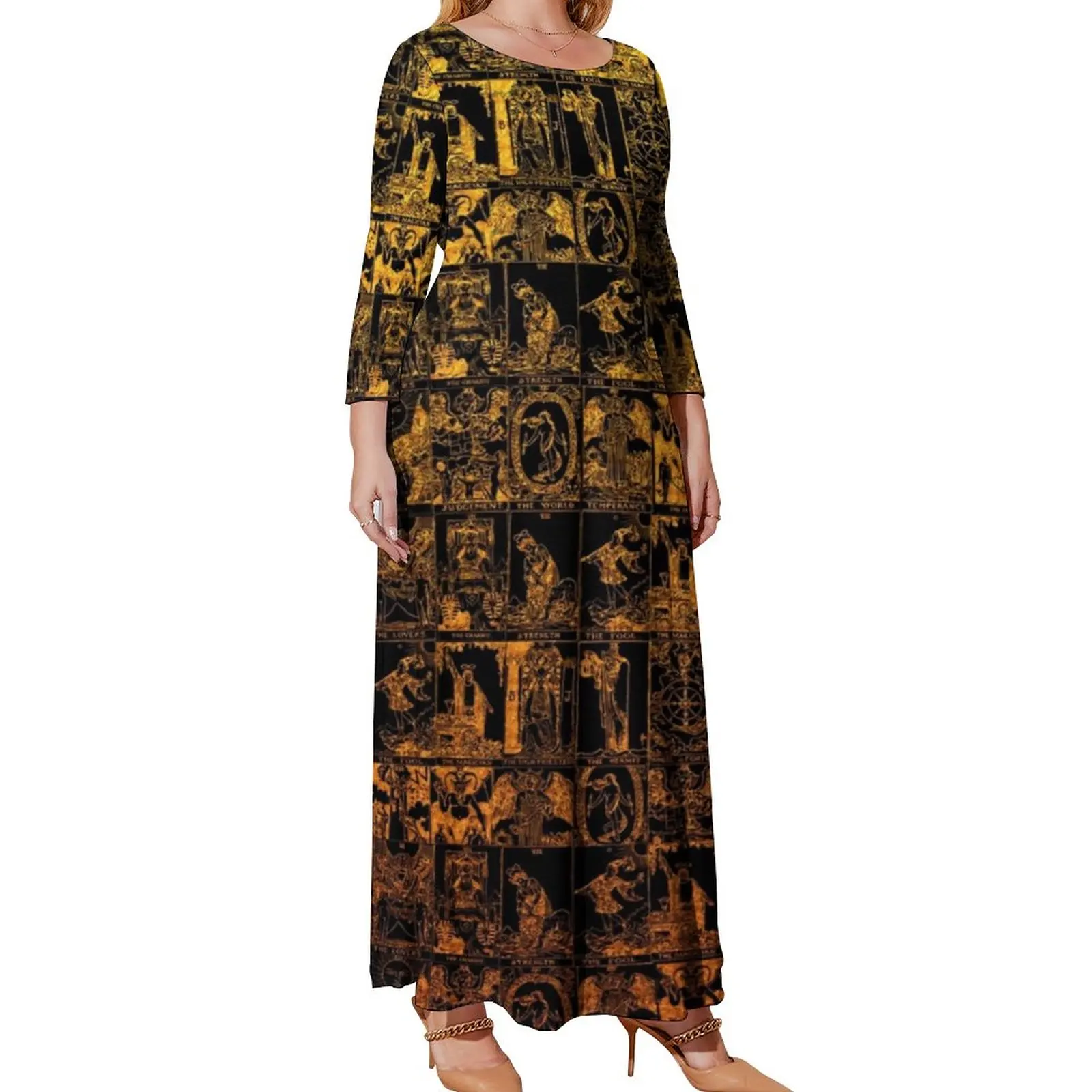 

Платье-макси с длинным рукавом и принтом Таро