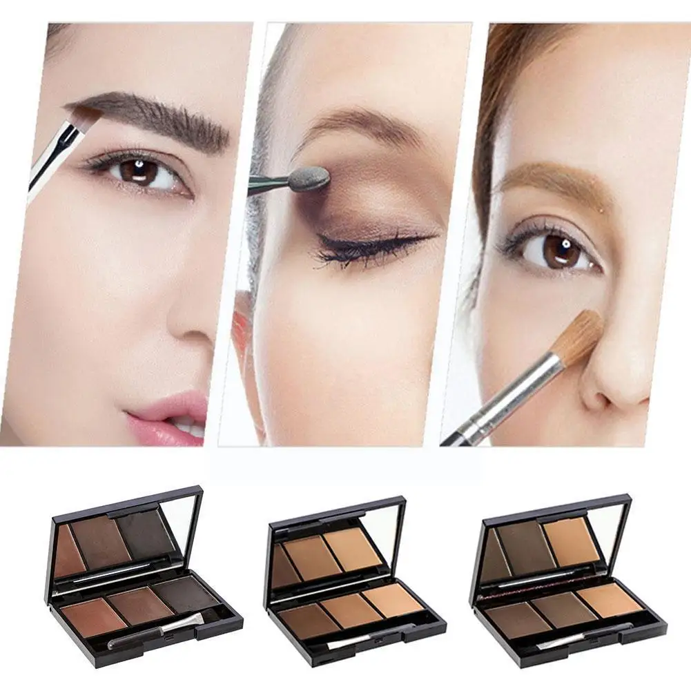 

3 Color Eyebrow Powder Palette Easy To Wear Waterproof Makeup Brow Cosmetic Brush Professional Eye Enhancer Eye Shadow With X1j8