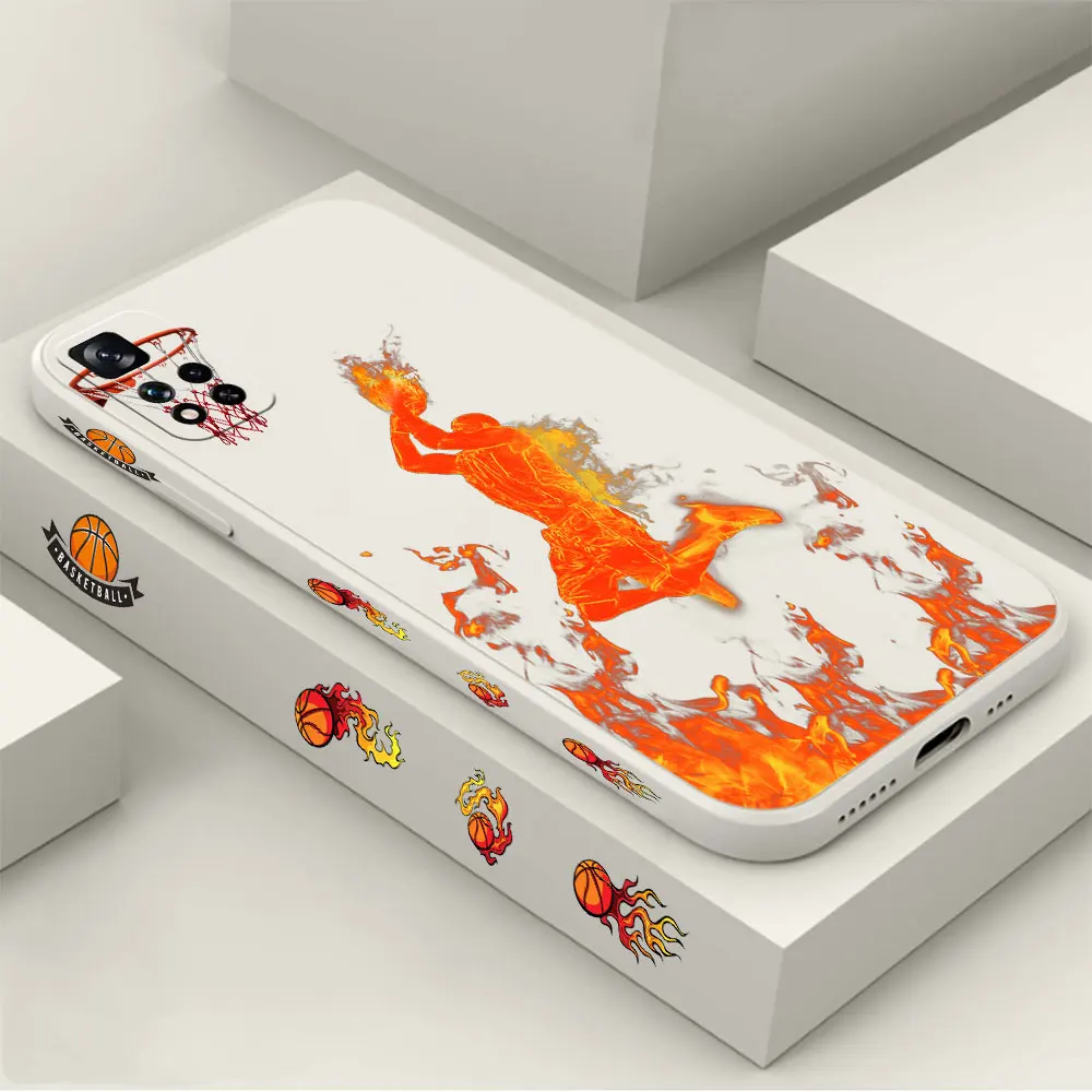 

Wild Dunk Basketball Fire Phone Case For Redmi 12 11 11T 11R 11E 11S 10 10T 9 9T 8 Pro Plus Max 5G Liquid Silicone Cover Fundas
