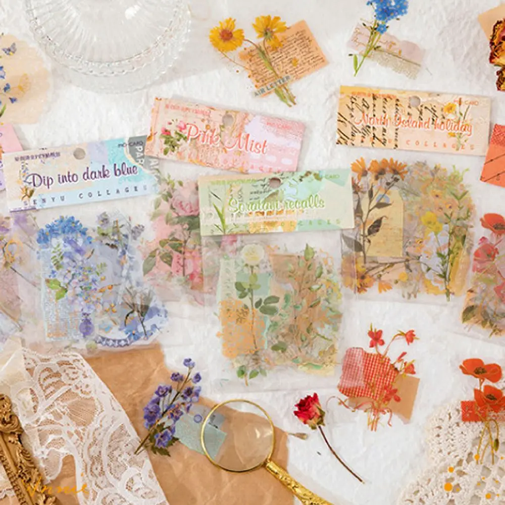 

40 Pcs Creative Material Sticker Vintage Collage Poem Series Decorative Sticker DIY Scrapbooking Students School Supplies