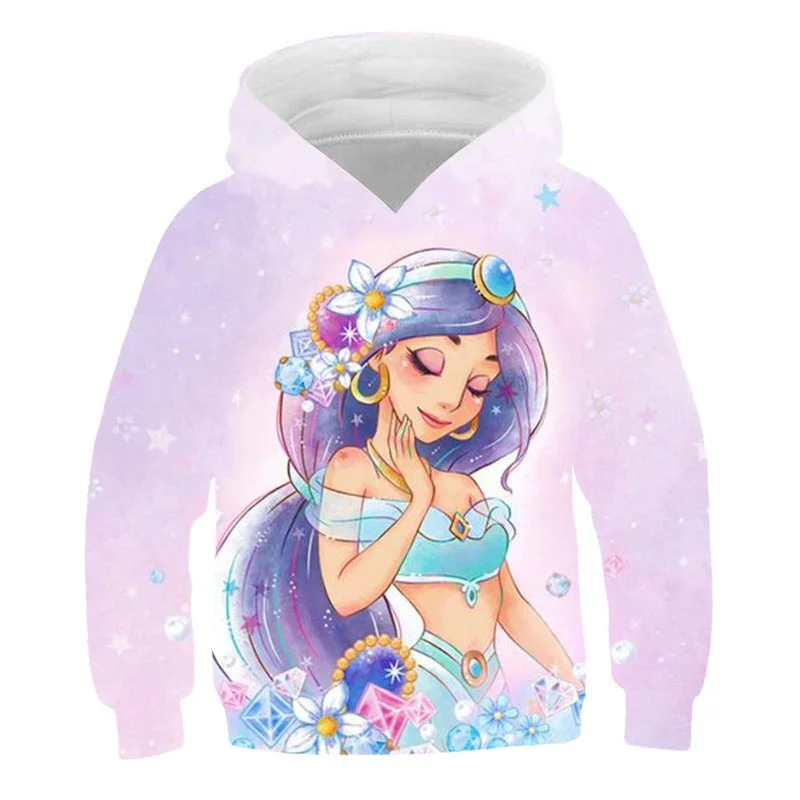 

Girls Disney Princess Jasmine Hoodie Fall Winter Girls 3D Printed Cool Sweatshirts Long Sleeve Sweatshirts Girls Street Casual