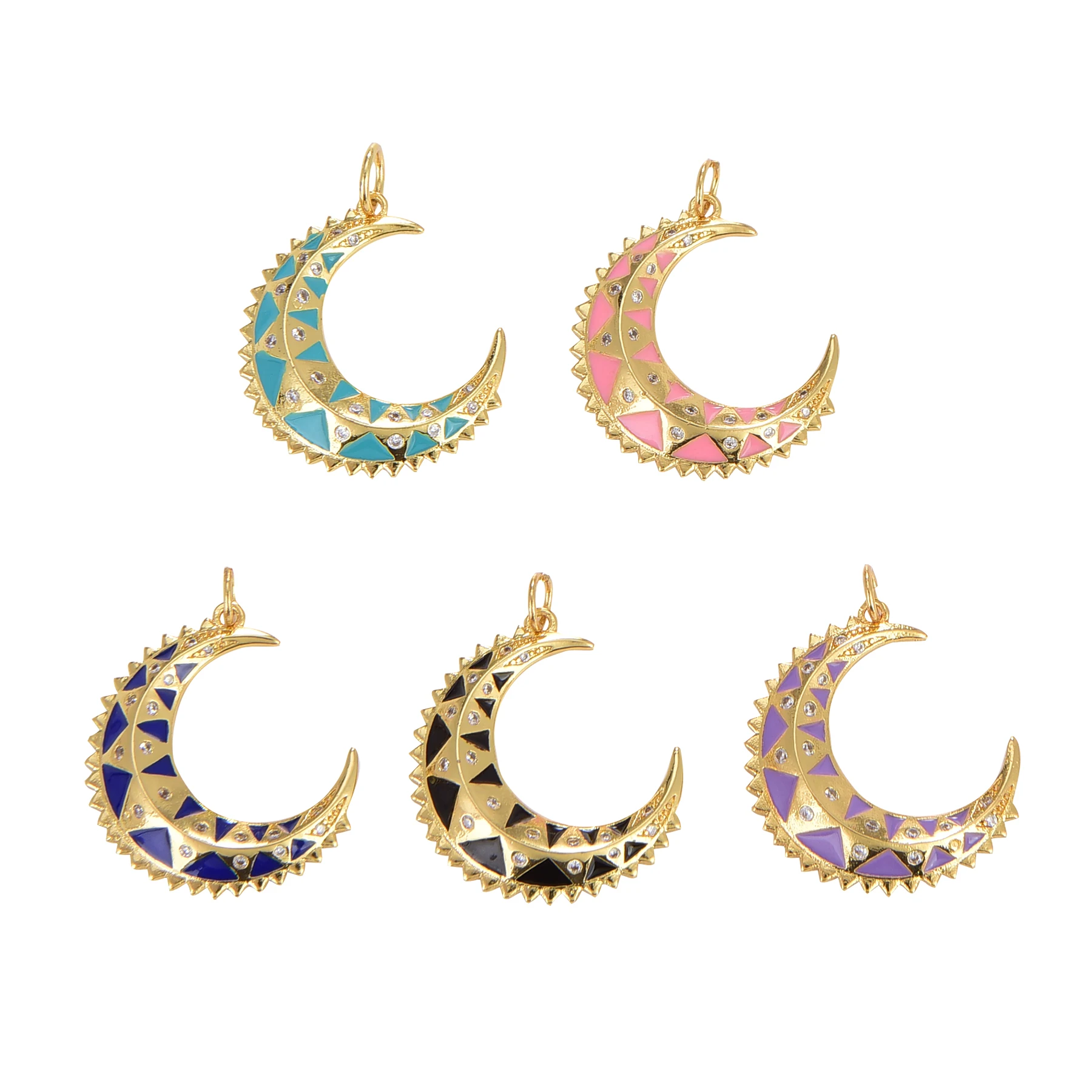 

Moon Bay Element Pendant Clasp Earring Charms Bracelet Pendant Necklace Accessories Inlaid Zircon Color DIY Jewelry Making