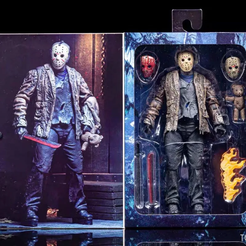 

NECA Friday The 13th Figure Toys Freddy Jason Voorhees Blood Ultimate Action Figure Jason Collectible Model For Halloween Gifts
