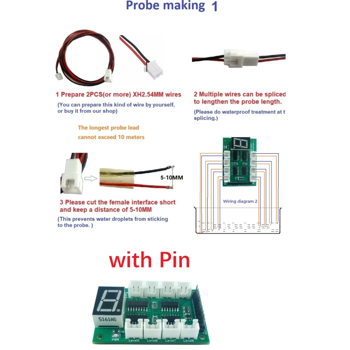 8-канальный цифровой ламповый дисплей уровня воды модуль датчика жидкости для