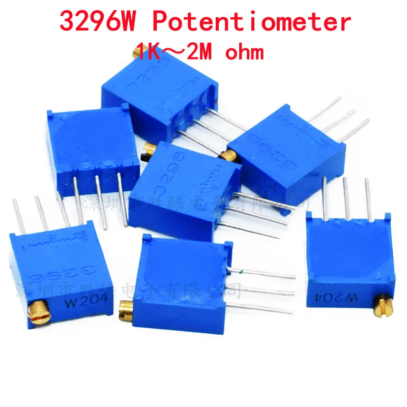 

10piece 3296W 3296 50 100 500 1K 2K 5K 10K 20K 50K 100K 200K 500K 1M Ohms 100R 200R 500R Trimmer Potentiometer Resistance New