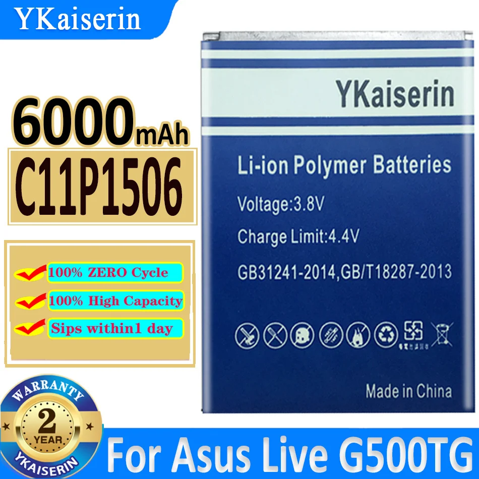 

YKaiserin For ASUS 6000mAh C11P1506 Battery For ASUS Live G500TG ZC500TG Z00VD For ZenFone Go 5.5 Inch Phone Batterij + Track NO