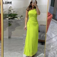 lorie women beach evening dresses 2022 one shoulder long chiffon pleat saudi arabic formal prom dress gown vestidos de gala