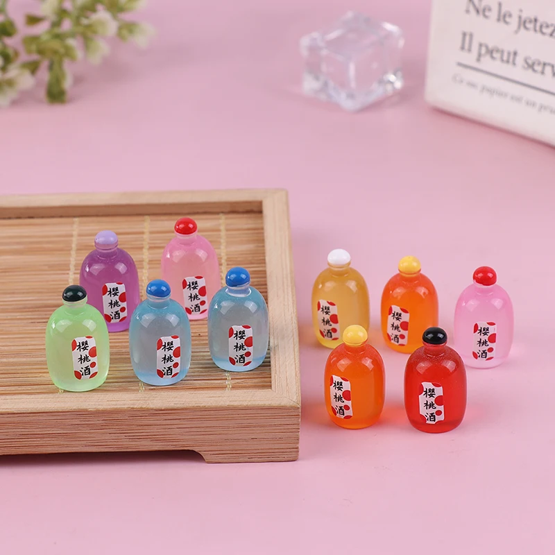 

10Pcs Dollhouse Miniature Wine Bottles Pretend Play Toy Noctilucent Bttles Dolls Drink Accessories Random Color