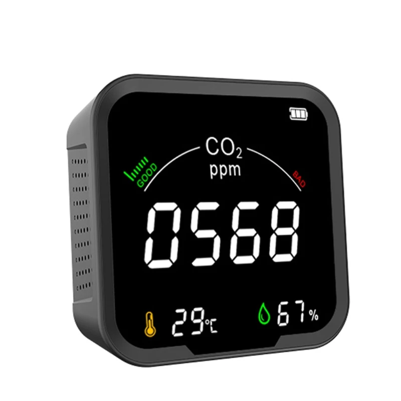 

CO2 Monitor Indoor with LCD Display Portable CO2 Detector with Temperature & Humidity Sensor Applicable Home Office