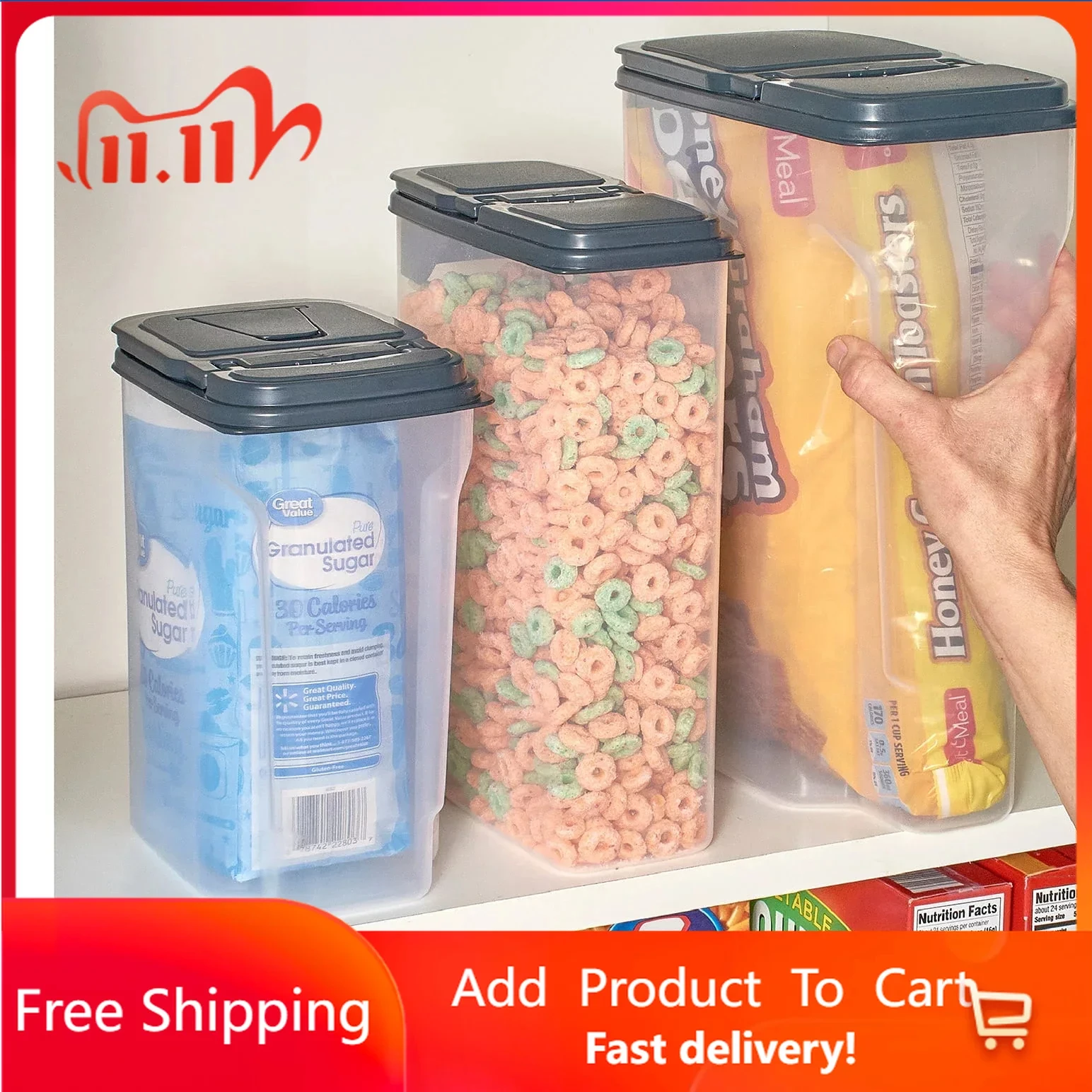 

3- Pack Food Storage Dispenser Multi Pack Set, Storage Containers , Kitchen Storage , Kitchen Items , Plastic Storage Containers