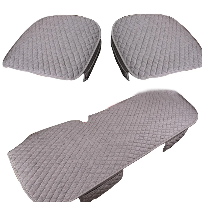

Flax Car Seat Cover Four Seasons Front Rear Linen Fabric Cushion Breathable Protector Mat Pad Auto Accessories Universal Size