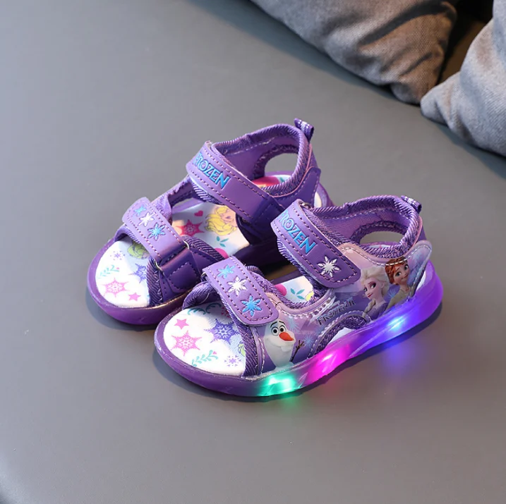 Сандалии светодиодные с мультяшным принтом Холодное сердце |